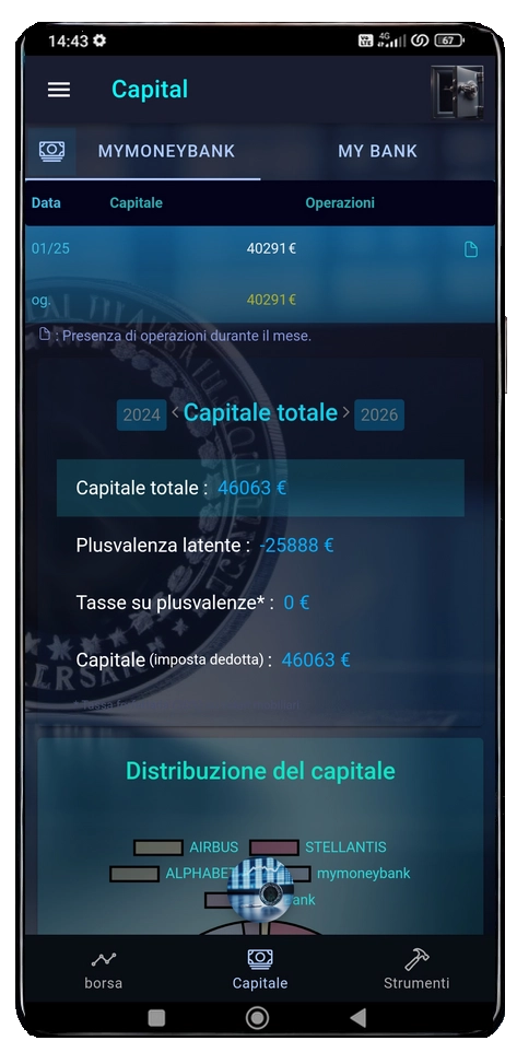schermata capitale contanti