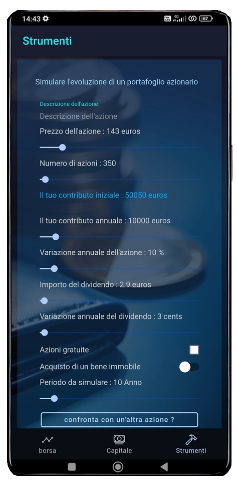 schermata strumento simulatore